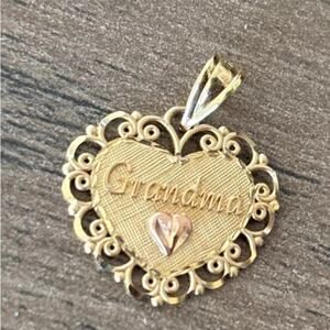 Vintage Michael Anthony 14k Gold Two-Toned Heart Grandma Pendant